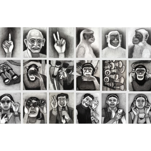 Gandhiji and His Three Monkeys